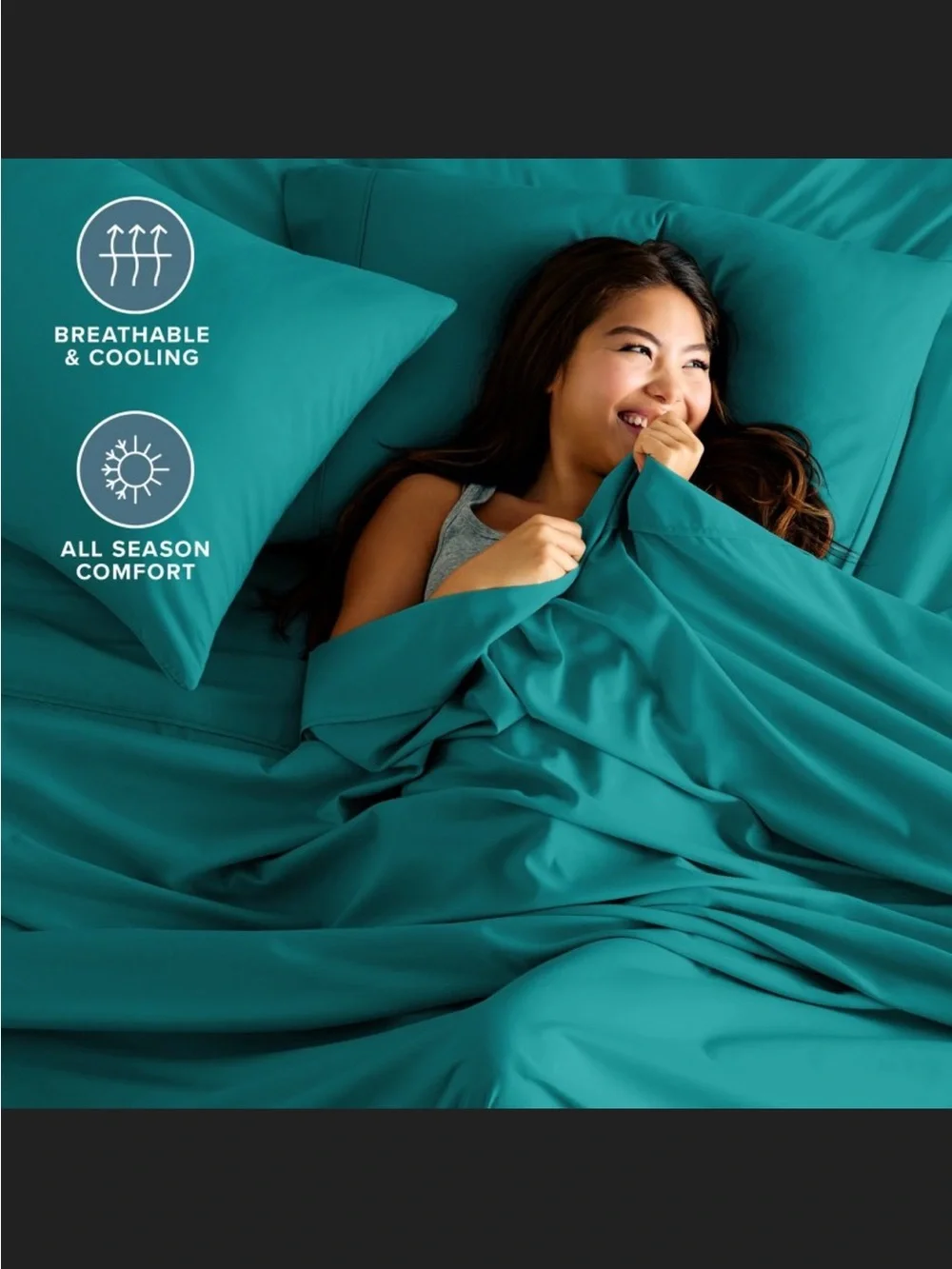 Bare Home | Split Head Flex King Sheet Set, Emerald color.